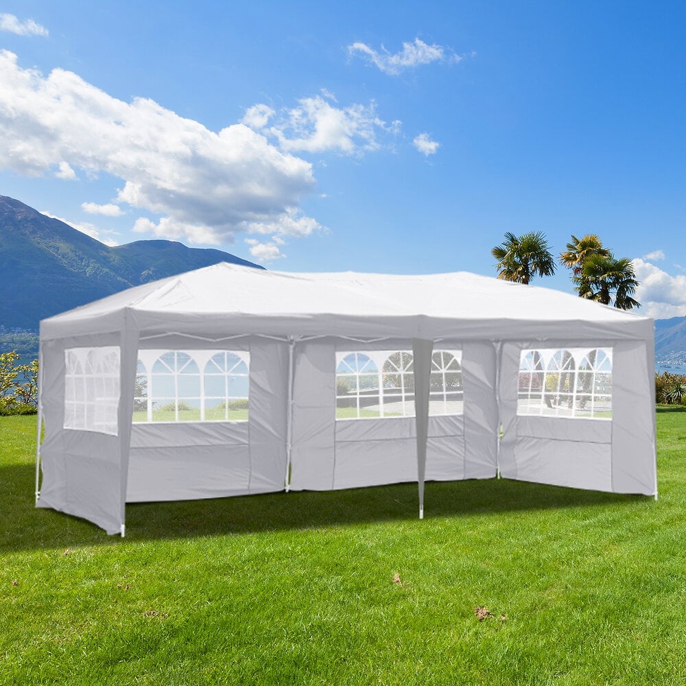 Tente et Barnum de Réception Pliant Imperméable Blanche 3X6m-18m²+